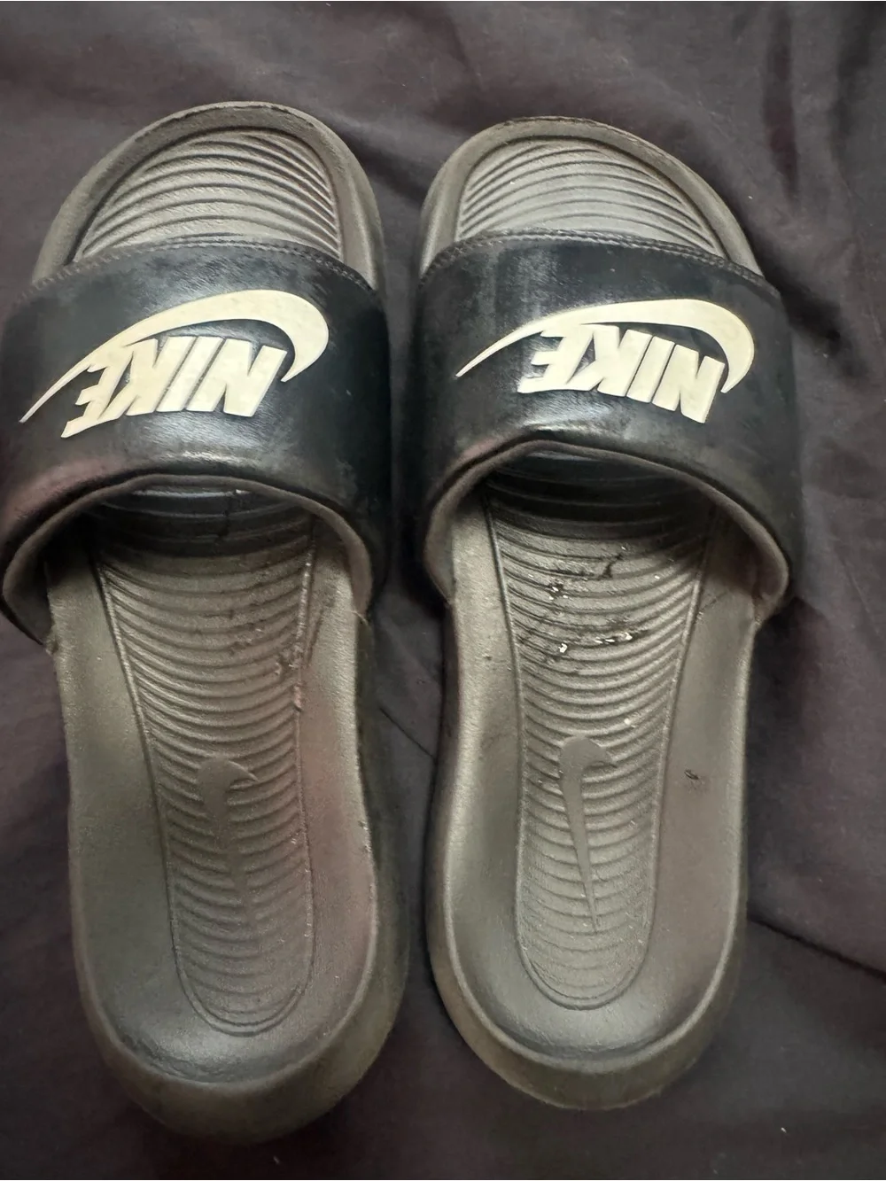 Nike Black and White Slide Sandals